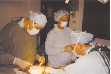 Dr. Brantigan and staff at work.